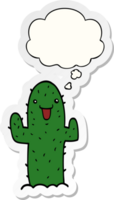 cartoon cactus with thought bubble as a printed sticker png