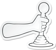 sticker of a cartoon hand pulling lever png