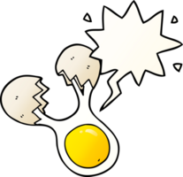 cartoon cracked egg with speech bubble in smooth gradient style png