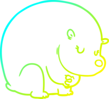 cold gradient line drawing of a cute cartoon polar bear png