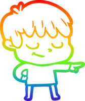 Regenbogen Gradient Linie Zeichnung von ein Karikatur glücklich Junge png