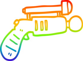 rainbow gradient line drawing of a cartoon ray gun png