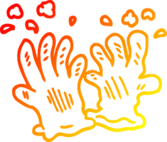 warm helling lijn tekening van een tekenfilm steriel handschoenen png