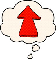 cartoon pointing arrow with thought bubble in comic book style png