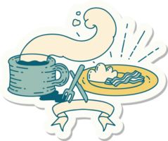 sticker of a tattoo style breakfast and coffee png