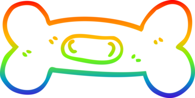 rainbow gradient line drawing of a cartoon pet bone png