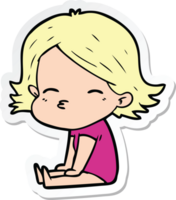 sticker of a cartoon woman sitting png