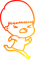 warm gradient line drawing of a cartoon stressed man png