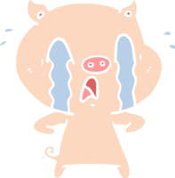 desenho de estilo de cor plana de porco chorando png