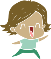 flat color style cartoon happy woman png