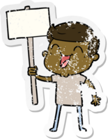 distressed sticker of a cartoon man laughing png