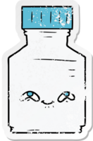 distressed sticker of a cartoon pill jar png