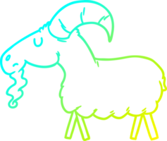 cold gradient line drawing of a cartoon goat png