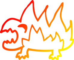 warm gradient line drawing of a cartoon fire demon png