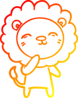 warm gradient line drawing of a cartoon lion png