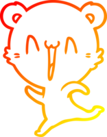 calentar degradado línea dibujo de un contento oso corriendo dibujos animados png