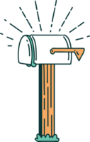 illustration of a traditional tattoo style closed mailbox png