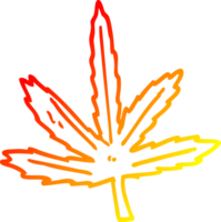 warm gradient line drawing of a cartoon marijuana leaf png