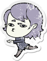 distressed sticker of a cartoon vampire girl png