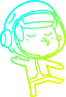 cold gradient line drawing of a cartoon confident astronaut png