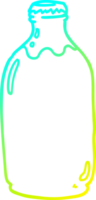 cold gradient line drawing of a cartoon milk bottle png