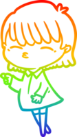 rainbow gradient line drawing of a cartoon woman png