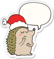 Karikatur Igel tragen Weihnachten Hut mit Rede Blase Aufkleber png