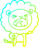 cold gradient line drawing of a cartoon lion png