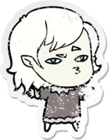 distressed sticker of a cartoon vampire girl png