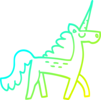 cold gradient line drawing of a cartoon mystical unicorn png