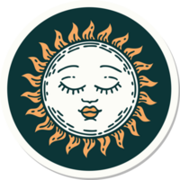 sticker of tattoo in traditional style of a sun png