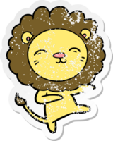 distressed sticker of a cartoon lion png