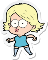 sticker of a cartoon girl pouting png