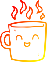 caldo pendenza linea disegno di un' carino caffè tazza cartone animato png