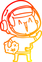 warm gradient line drawing of a happy cartoon astronaut with moon rock png