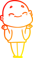 warm gradient line drawing of a happy cartoon bald man png