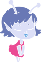 cute alien girl flat color style cartoon png