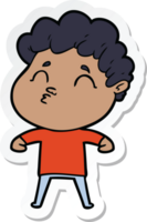 sticker of a cartoon man pouting png