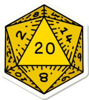 pegatina de tatuaje al estilo tradicional de un dado d20 png