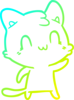 kalt Gradient Linie Zeichnung von ein Karikatur glücklich Katze png
