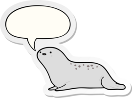 fofa desenho animado foca com discurso bolha adesivo png