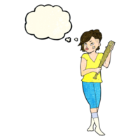 cartoon pretty punk girl with baseball bat with thought bubble png