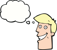 cartoon grinning man with thought bubble png