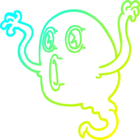 cold gradient line drawing of a spooky cartoon ghost png