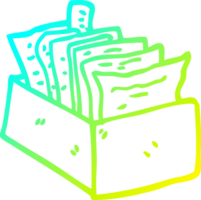 cold gradient line drawing of a cartoon office filing box png