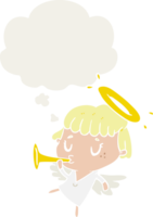 cartoon angel with thought bubble in retro style png