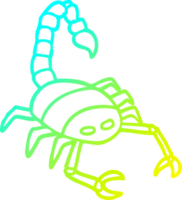 cold gradient line drawing of a cartoon scorpion png