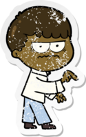 distressed sticker of a cartoon annoyed man png