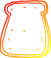 warm gradient line drawing of a cartoon slice of bread png