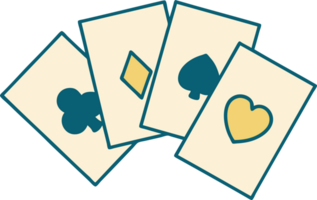 iconic tattoo style image of a run of cards png